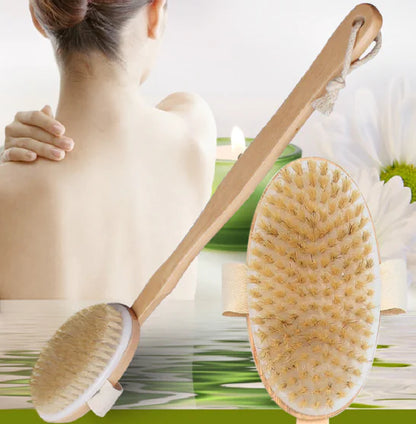 Long Handle Natural Bristle Bath Brush